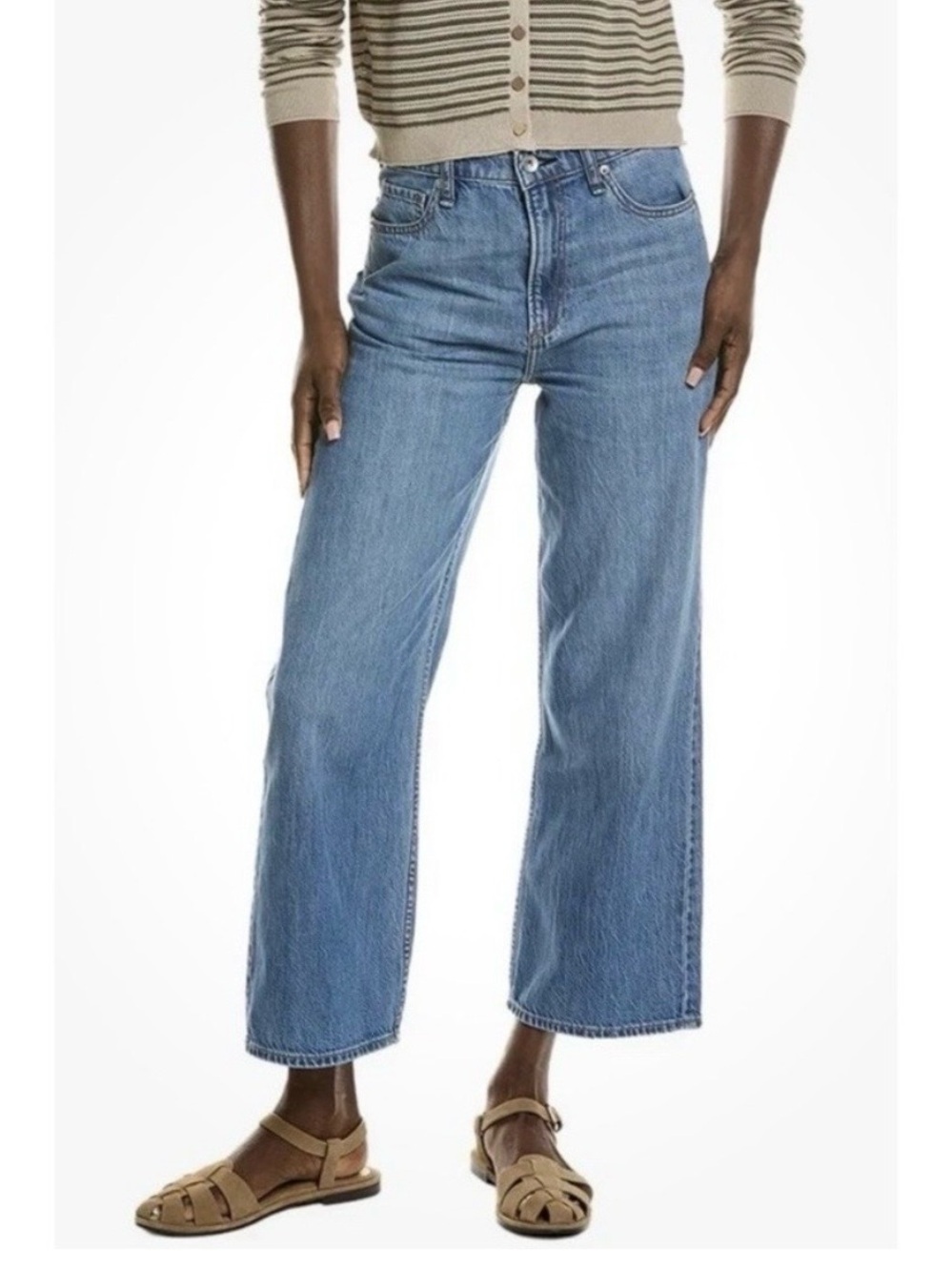 RAG & BONE NWT Lori Mid Rise Crop Wide Leg Jeans Light Wash size 26